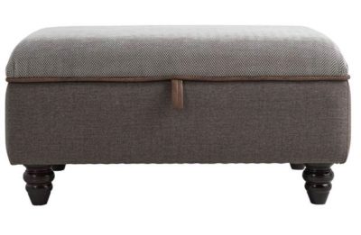 Collection Watson Herringbone Fabric Footstool - Charcoal